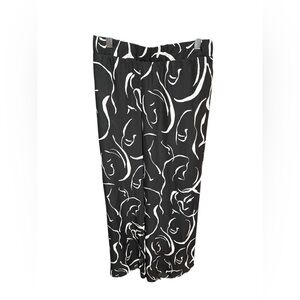 Black and White Abstract Print wide leg pants